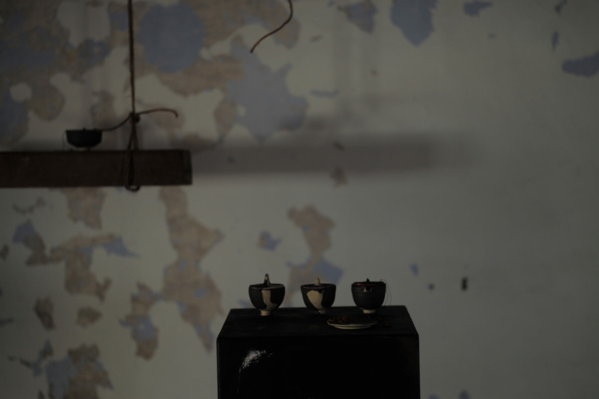 Studio house Soazza/GR, Switzerland: pots – paintings – polaroids: summer studio exhibition 2023. installations of ‘welcomehome?’ one of a kind.