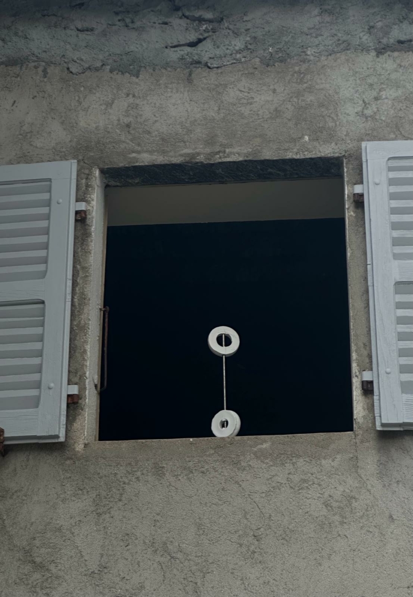 Work in progress – view from the outside into the workshop space. April 2024.