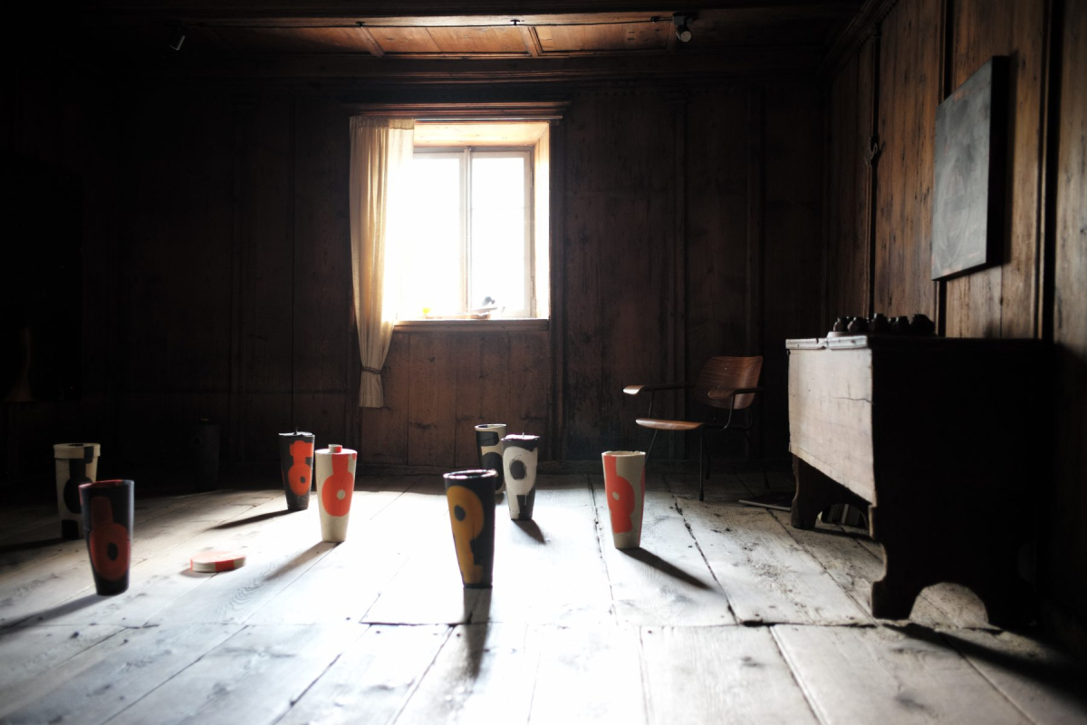 View into one of the rooms at my studio and gallery house. Soazza/GR. Switzerland. Summer 2024